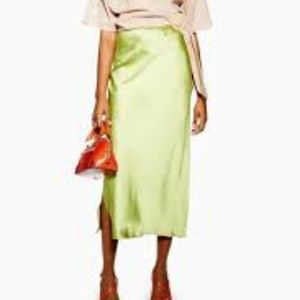 NWT Topshop Split Side Satin Bias Midi Skirt